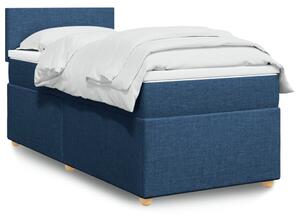 VidaXL Κρεβάτι Boxspring με Στρώμα Μπλε 90x200 εκ.Υφασμάτινο