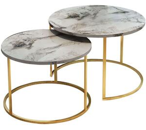 Ζιγκόν Solme (Σετ 2Τμχ) 321-000073 75x75x45/60x60x40cm Marble Effect White-Gold