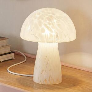 Lindby Επιτραπέζιο φωτιστικό Hubi, λευκό, γυαλί, Ø 22 cm, σχήμα μανιταριού, Λευκό, Σαλόνι / τραπεζαρία, Γυαλί, σύγχρονο