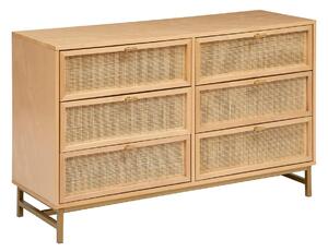 Συρταριέρα atmosphera Rayo, 6 συρτάρια, 120x40cm, MDF, ξύλο σημύδας