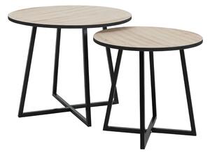 CRUZ SIDE TABLE SET 2ΤΕΜ ΦΥΣΙΚΟ ΜΑΥΡΟ 50x50xH40cm