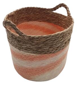 MOD Premium Καλάθι δίχρωμο ριγέ ψάθινο terracotta 33x25cm 61286