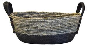 MOD Premium Καλάθι ψάθινο raffia black/grey wash 36x26x15cm 67385