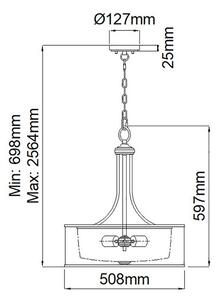 Κρεμαστό Φωτιστικό Οροφής 4xE27 60W IP20 Lacey Elstead Lighting KL-LACEY-P-L-MB Μπρονζέ