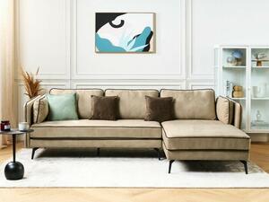 Γωνιακός Καναπές Berwyn 622, Beige, Μπορντώ, 268x157x88cm, Πόδια: Μέταλλο,Ευκάλυπτος