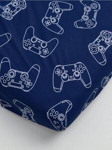 Sinsay - Βαμβακερό σεντόνι με λάστιχο και gaming μοτίβο - ναυτικο μπλε
