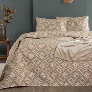 Φανελένια Σεντόνια Υπέρδιπλα (Σετ) Palamaiki Flannel FB0238 Μπεζ Με Λάστιχο 170x200+32
