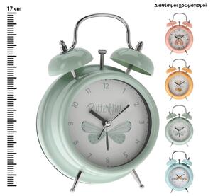 Επιτραπέζιο ρολόι Alarm Kids deco HZ1992050 Γυαλιστερό φινίρισμα, 11.8x5.7x17cm, σε 4 επιλογές σχεδίου - χρώματος, pink-rainbow/gree-butterfly/blue-c