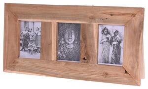 Κορνίζα Ξύλο Teak, με 3 θέσεις, βάση και εσοχή - 28x55cm