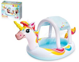 Φουσκωτή πισίνα Unicorn Spray Intex παιδική, χωρητικότητας 130lt, 254x132x109cm