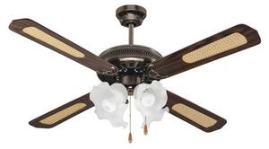 Ανεμιστήρας οροφής Eurolamp (147-29005) με ισχύ 70W, 3 ταχύτητες και 4 φώτα - Αντικέ Μπρονζέ