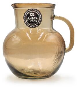 Κανάτα με χερούλι Glass Drops Ribbed (3198DB04) Από ανακυκλωμένο γυαλί, Χωρητικότητας 2.3L, Διαστάσεων Ø 20 x Υ 20 cm, Cinnamon