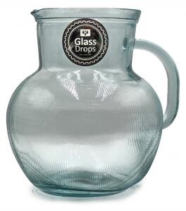 Κανάτα με χερούλι Glass Drops Ribbed (3198) Από ανακυκλωμένο γυαλί, Χωρητικότητας 2.3L, Διαστάσεων Ø 20 x Υ 20 cm