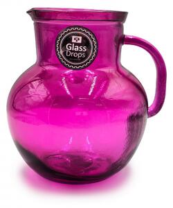 Κανάτα με χερούλι Glass Drops Ribbed (3198DB276) Από ανακυκλωμένο γυαλί, Χωρητικότητας 2.3L, Διαστάσεων Ø 20 x Υ 20 cm, Magenta