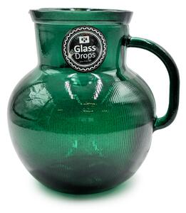 Κανάτα με χερούλι Glass Drops Ribbed (3198DB734) Από ανακυκλωμένο γυαλί, Χωρητικότητας 2.3L, Διαστάσεων Ø 20 x Υ 20 cm, Albahaca