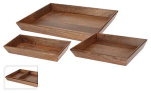 Σετ ξύλινος διακοσμητικός δίσκος Mango wood, Walnut - 3 τεμάχια