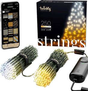 250 Smart LED Twinkly Strings (TWS250GOP-BEU) Κανονική Διάταξη, με Μαύρο Καλώδιο, Βluetooth, WiFi, Dimmer Και Έλεγχο μέσω Κινητού Τηλεφώνου - Gold/Sil