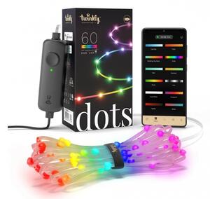 60 Smart LED RGB Twinkly Dots (TWD200STP-TEU), 3 Μέτρα, με Διάφανο Καλώδιο, Bluetooth, WiFi, Dimmer Και Έλεγχο μέσω Κινητού Τηλεφώνου
