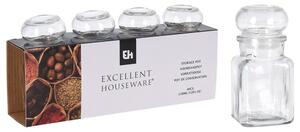 Σετ Γυάλινα Δοχεία Μπαχαρικών Εxcellent Houseware με καπάκι, Χωρητικότητας 150ml - 4 τεμάχια