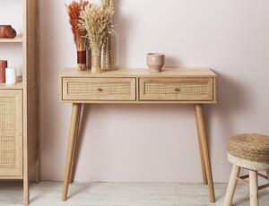 Kονσόλα Εισόδου Bali Home Deco Factory με 2 συρτάρια και διαστάσεις 100x29x81cm - Απόχρωση Ξύλου