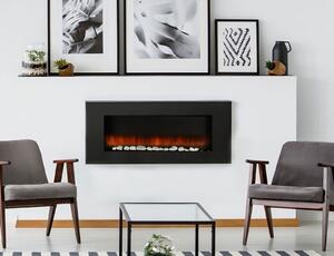 Επιτοίχιο Ηλεκτρικό Τζάκι Vancouver Classic Fire με ισχύ 2000W, Ρεαλιστικό Εφέ Φλόγας, ρυθμιζόμενο θερμοστάτη και διαστάσεις 94x12x48cm
