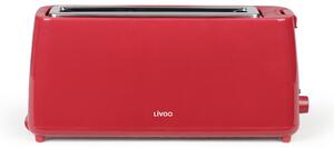 Φρυγανιέρα long slot Livoo DOD168RC με ισχύ 750W, λειτουργία ξεπαγώματος και χωρητικότητα 1 φέτα ψωμιού - Red chili