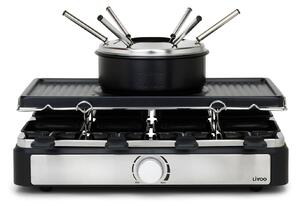 Γκριλιέρα Raclette & Φοντύ Livoo DOC313 για 8 άτομα, με ισχύ 1400W, χωρητικότητα 1.6L, ρυθμιζόμενο θερμοστάτη και επιφάνεια ψησίματος 42x23cm