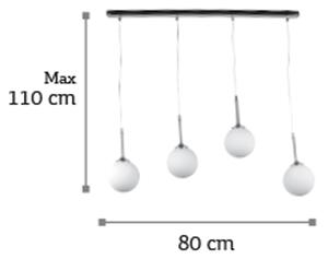 InLight Κρεμαστό φωτιστικό από χρώμιο μέταλλο και λευκή οπαλίνα 4XG9 D:80cm (4515-4 ΡΑΓΑ)