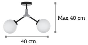 InLight Κρεμαστό φωτιστικό από μαύρο μέταλλο και λευκή οπαλίνα 2XE27 D:40cm (6167-2-GL)