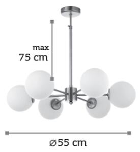 InLight Κρεμαστό φωτιστικό από χρώμιο μέταλλο και λευκή οπαλίνα 6XG9 D:55cm (5321-6)