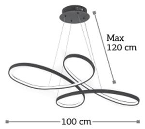 InLight Κρεμαστό φωτιστικό LED 56W 3CCT (by switch) από αλουμίνιο σε μαύρη απόχρωση D:100cm (6150-BL)