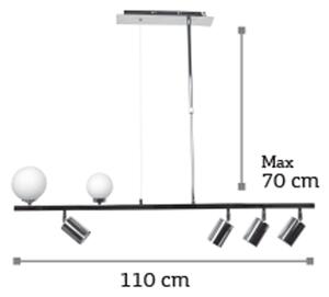 InLight Κρεμαστό φωτιστικό από χρώμιο μέταλλο και λευκή οπαλίνα 2XG9 και 4XGU10 D:110cm (6191-CH)