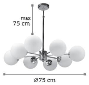 InLight Κρεμαστό φωτιστικό από χρώμιο μέταλλο και λευκή οπαλίνα 8XG9 D:75cm (5321-8)
