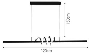 InLight Κρεμαστό φωτιστικό LED 40W 3CCT (by switch on base) σε μαύρο χρώμα D:120cm (6075-BL)