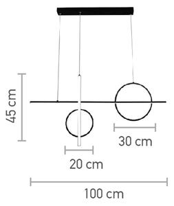 InLight Κρεμαστό φωτιστικό LED 55W 3CCT (by switch) σε μαύρη απόχρωση D:100cm (6043)