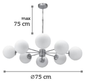 InLight Κρεμαστό φωτιστικό από χρυσό ματ μέταλλο και λευκή οπαλίνα 8XG9 D:75cm (5316-8)