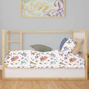 Σεντόνι Κούνιας Με Λάστιχο (70x140+15) Dimcol Dinosaur 519 White - Blue