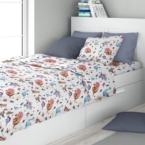 Σεντόνια Μονά (Σετ 3τμχ) Dimcol Dinosaur 519 White - Blue