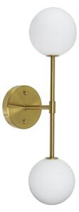 PR Home Sigma D φωτιστικό τοίχου, χρυσό/οπάλ, 2-φωτο 49 cm γυαλί, ρυθμιζόμενος, Χρυσό / Ορείχαλκου, Σαλόνι / τραπεζαρία, Μέταλλο, Σφαίρα