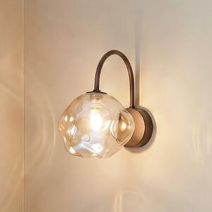 TK Lighting Φωτιστικό τοίχου Lava, καφέ, γυαλί, ύψος 21 cm, G9, ρυθμιζόμενος, Καφέ / Σκουριάς, Σαλόνι / τραπεζαρία, Γυαλί