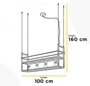 ONLI - Κρεμαστό φωτιστικό οροφής με ράφι JEFFER 4xE27/6W/230V μαύρο