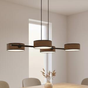 EMIBIG LIGHTING Κρεμαστό φωτιστικό Drumz 4, καφέ, ύφασμα/χάλυβας, μήκος 80 cm, E14, ρυθμιζόμενος, Καφέ / Σκουριάς, Σαλόνι / τραπεζαρία, Ύφασμα / Κλωστοϋφαντουργία, σύγχρονο