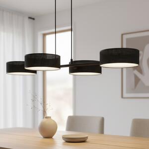 EMIBIG LIGHTING Κρεμαστό φωτιστικό Drumz 4, μαύρο, ύφασμα/χάλυβας, μήκος 80 cm, E14, ρυθμιζόμενος, Μαύρο, Σαλόνι / τραπεζαρία, Ύφασμα / Κλωστοϋφαντουργία, σύγχρονο