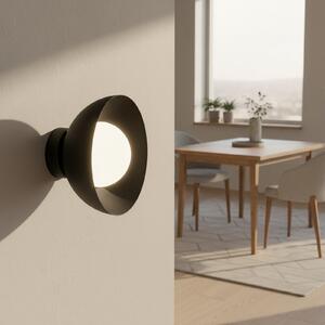 EMIBIG LIGHTING Φωτιστικό τοίχου Bibi K1, μαύρο, ατσάλι/γυαλί, Ø 18 cm, ρυθμιζόμενος, Μαύρο, Σαλόνι / τραπεζαρία, Μέταλλο, σύγχρονο