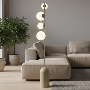 EMIBIG LIGHTING Φωτιστικό δαπέδου Etno LP4, μπεζ, γυαλί/ατσάλι, ύψος 140 cm, G9, Μπεζ, Σαλόνι / τραπεζαρία, Γυαλί, σύγχρονο