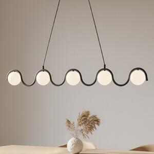 EMIBIG LIGHTING Κρεμαστό φωτιστικό Sinus 5, μαύρο/οπαλίνα, γυαλί, μήκος 110 cm, ρυθμιζόμενος, Μαύρο, Σαλόνι / τραπεζαρία, Γυαλί, σύγχρονο