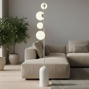 EMIBIG LIGHTING Φωτιστικό δαπέδου Etno LP4, λευκό, γυαλί/χάλυβας, ύψος 140 cm, G9, Λευκό, Σαλόνι / τραπεζαρία, Γυαλί, σύγχρονο