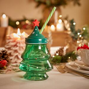 Χριστουγεννιάτικο Ποτήρι Με Καλαμάκι 500ml A-S Xmas Tree Green 208690