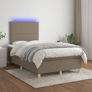 VidaXL Κρεβάτι Boxspring με Στρώμα & LED Taupe 120x200 εκ. Υφασμάτινο