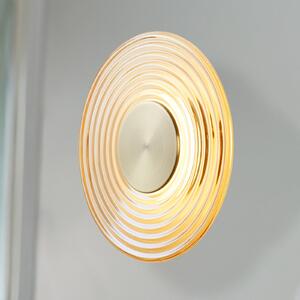 Searchlight LED απλίκα Cleo, χρώμα κεχριμπάρι/ορείχαλκος, Ø 30 cm, γυαλί, ρυθμιζόμενος, Μπεζ, Σαλόνι / τραπεζαρία, Γυαλί, σύγχρονο